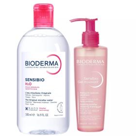 Bioderma Набор мицеллярная вода 500 мл  очищающий гель 200 мл. фото