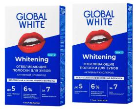 Global White Набор Отбеливающие полоски для зубов Активный кислород 7 дней2 штуки. фото