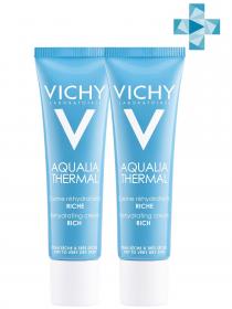 Vichy Комплект Аквалия Термаль Насыщенный крем для сухой и очень сухой кожи, 2 шт. по 30 мл. фото