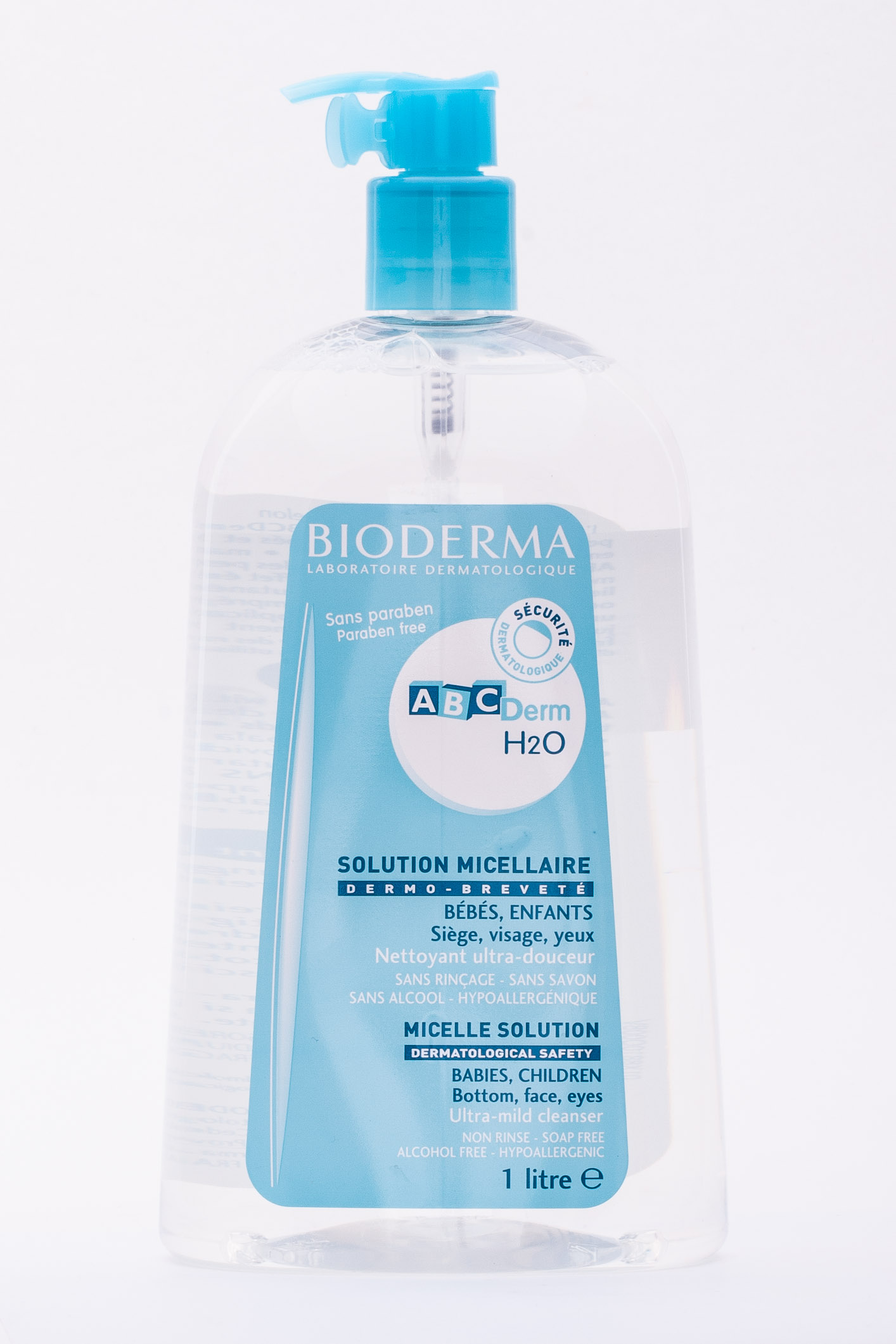 Биодерма АВСДерм Н2О мицелловый раствор 1 л (Bioderma, ABC Derm) фото 1
