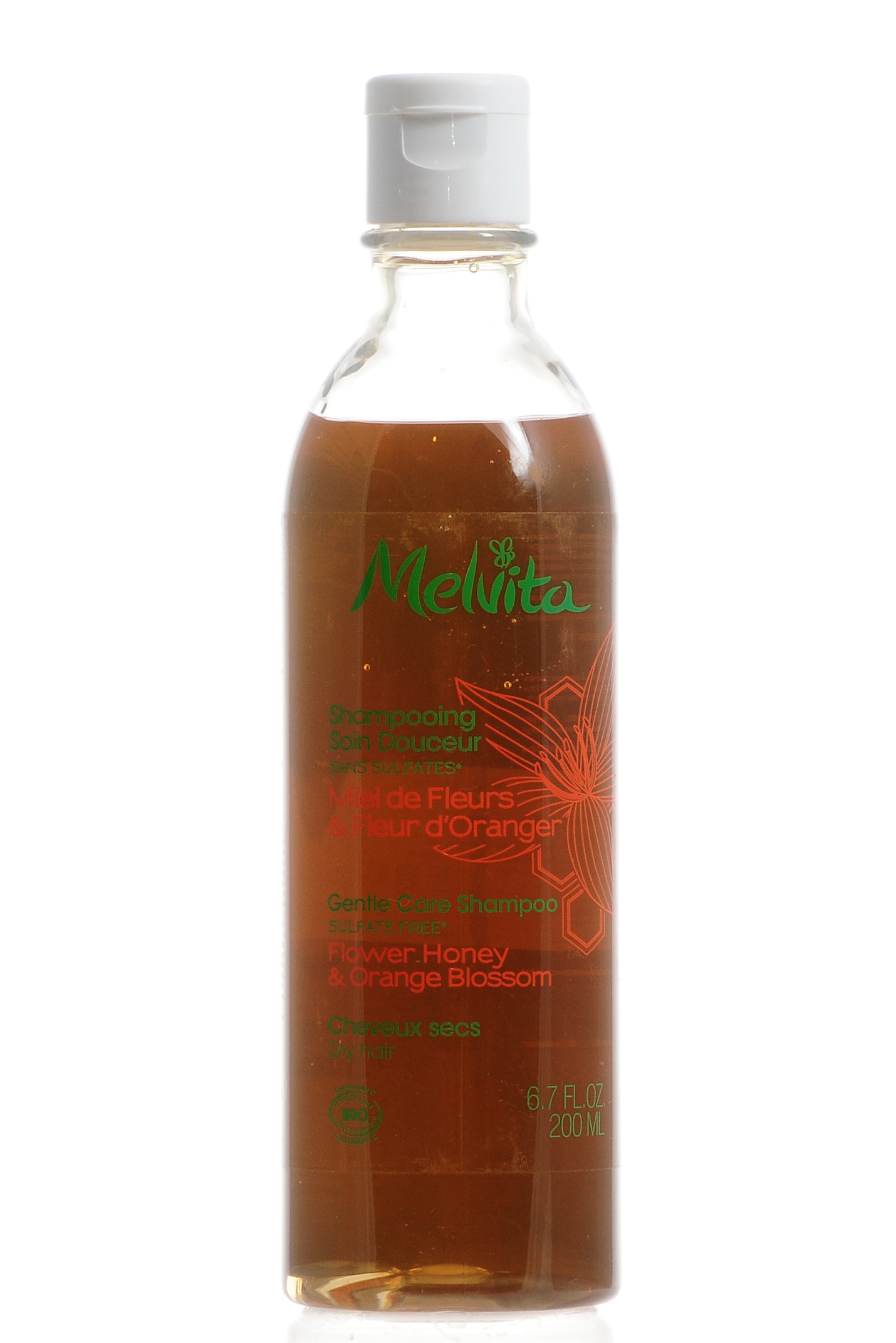 Мелвита Нежный шампунь для тонких и сухих волос Мед и Цветы апельсина  200 мл (Melvita, Уход за волосами) фото 1