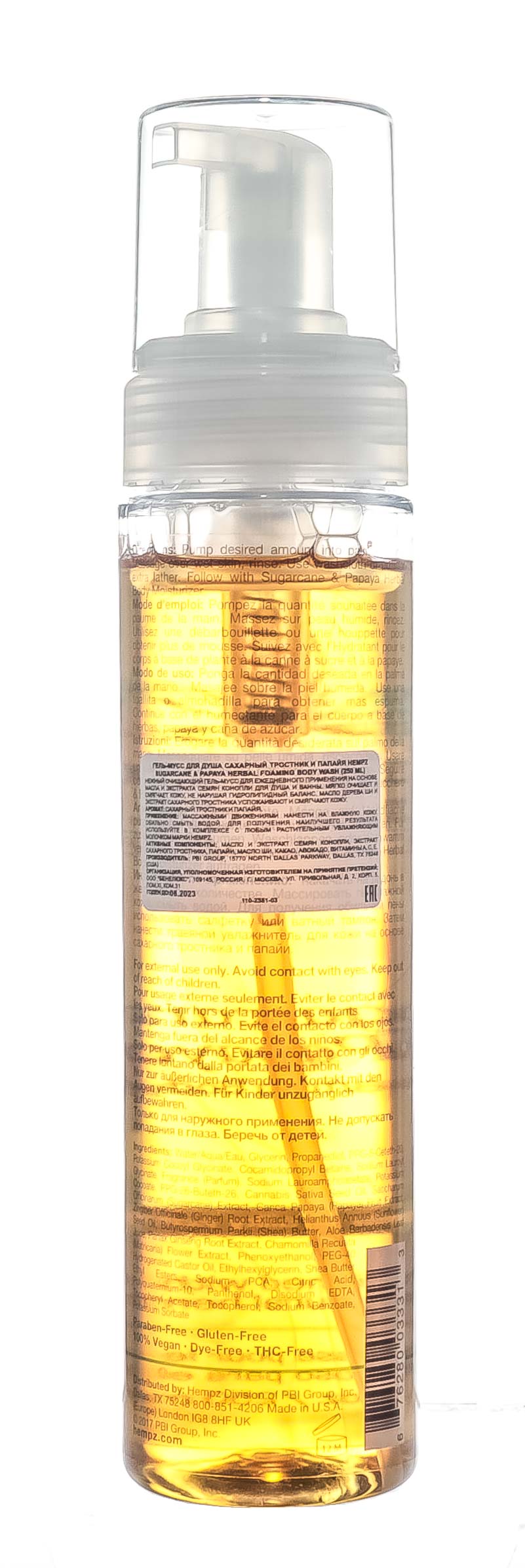 Хемпз Гель-мусс для душа Sugarcane & Papaya Herbal Foaming Body Wash, 250 мл (Hempz, Сахарный тростник и папайя) фото 2