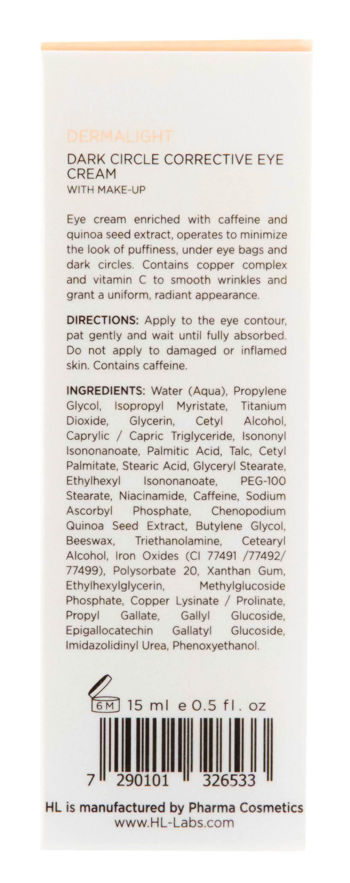 Холи Лэнд Корректирующий крем с тоном DERMALIGHT DARK CIRCLE CORRECTIVE EYE CREAM WITH MAKE-UP, 15 мл (Holyland Laboratories, Dermalight) фото 2