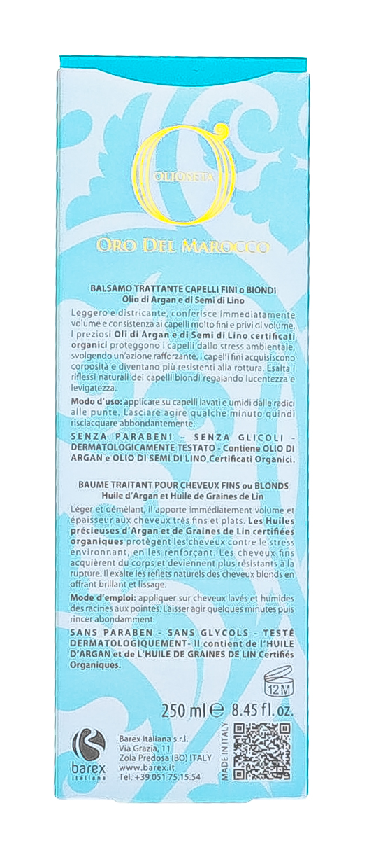 Барекс Кондиционер увлажняющий Золото Марокко 250 мл (Barex, Olioseta Oro del Marocco) фото 3