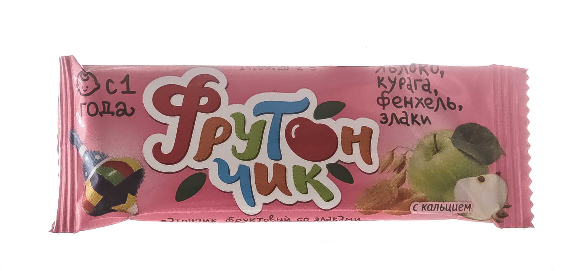 Леовит Батончик фруктовый со злаками Яблоко, курага, фенхель, злаки. Упаковка 20 г (Леовит, Фрутончик) фото 1