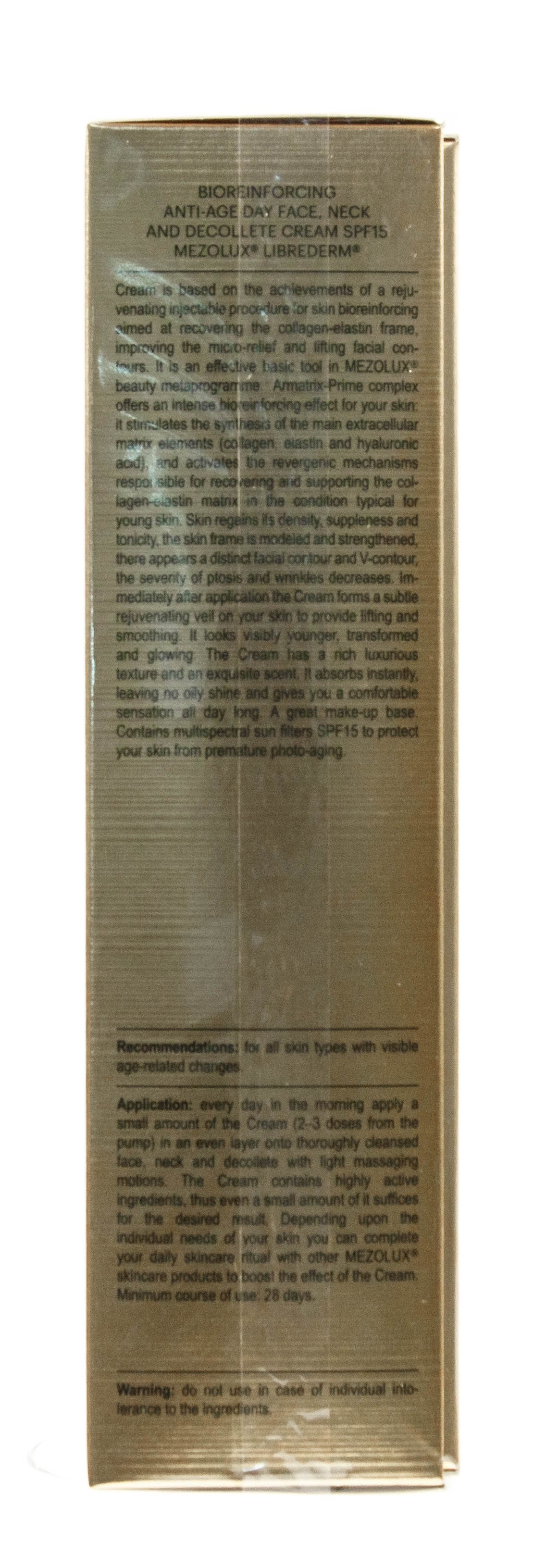 Мезолюкс Биоармирующий антивозрастной дневной крем для лица, шеи и области декольте SPF15, 30 мл (Mezolux, Mezolux) фото 3
