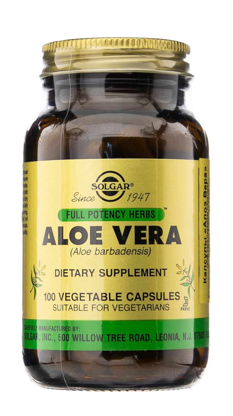 Солгар Алоэ Вера, укрепляет иммунитет и заживляет язвы желудочно-кишечного тракта 100 капсул (Solgar, Растения) фото 1