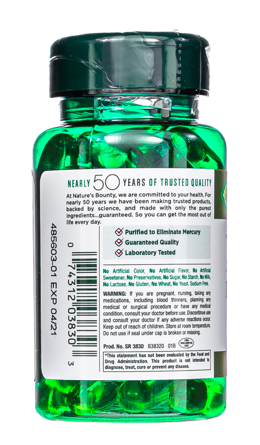 Нэйчес Баунти Рыбий жир 1000 мг, Омега-3 50 капсул (Nature's Bounty, Омега-3) фото 7