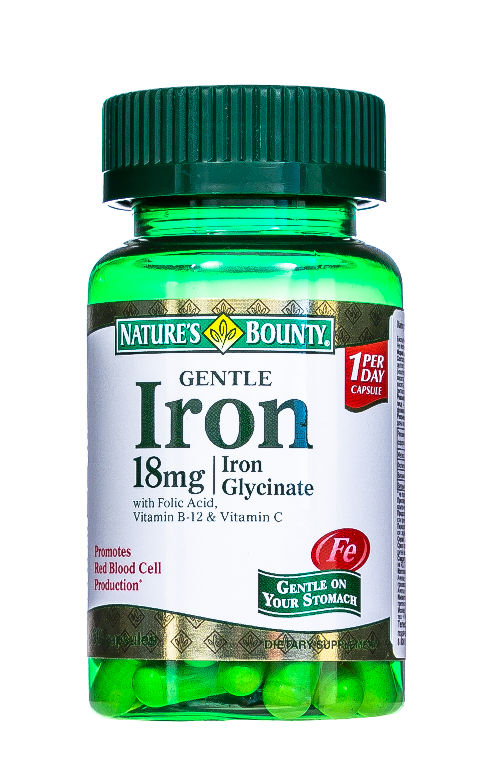 биологически активная добавка в капсулах легкодоступное железо nature’s bounty gentle iron 18 mg 60 шт Nature's Bounty Легкодоступное железо 18 мг 60 капсул (Nature's Bounty, Минералы)