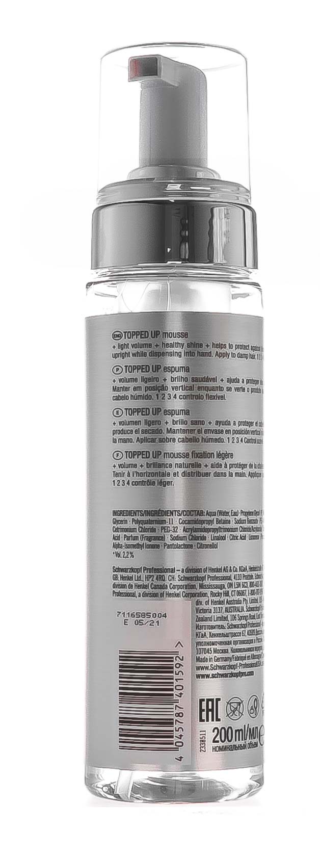Шварцкопф Профешнл Мусс легкой фиксации Topped Up, 200 мл (Schwarzkopf Professional, Osis+) фото 2