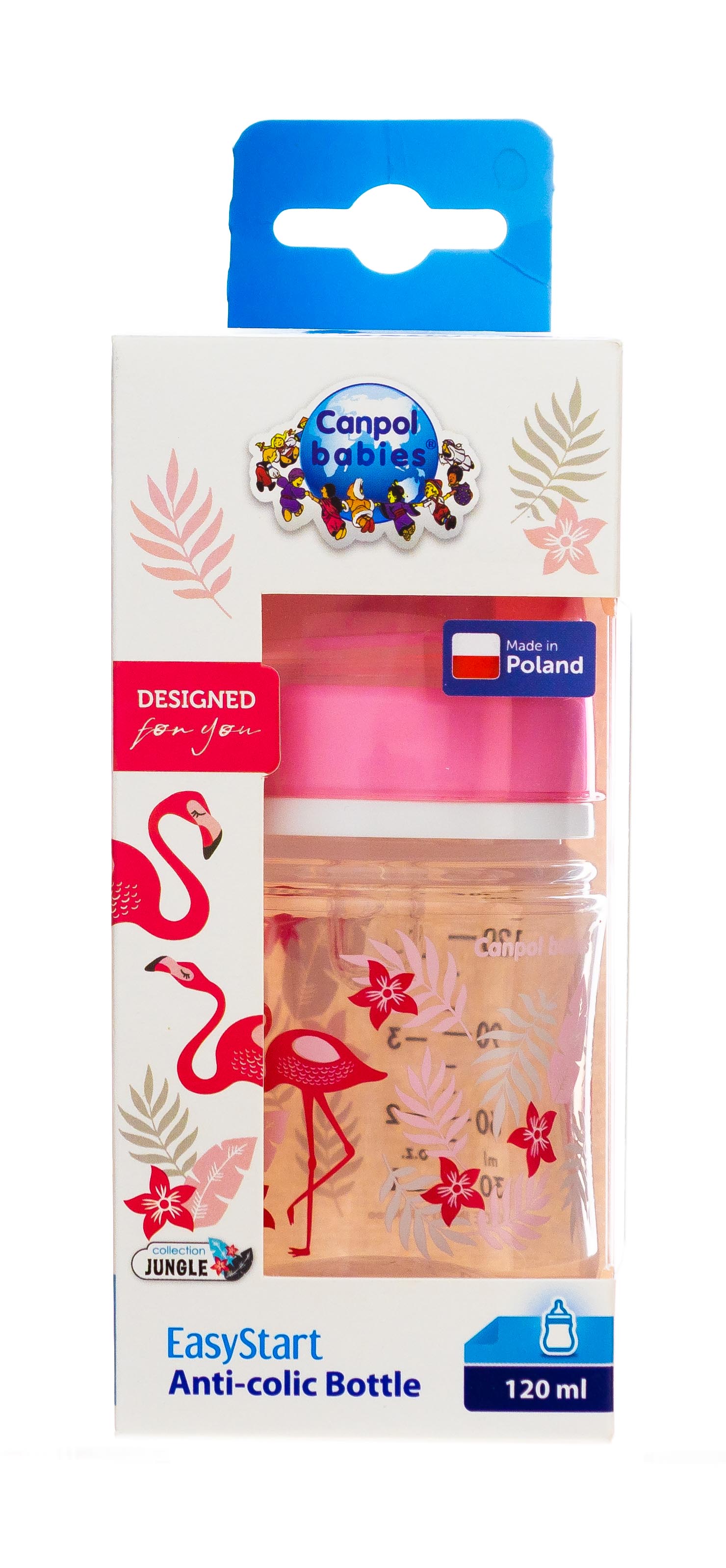 Канпол Бутылочка PP EasyStart с широким горлышком антиколиковая 120 мл, 0+, In the clouds, розовая (Canpol, Бутылочки) фото 1