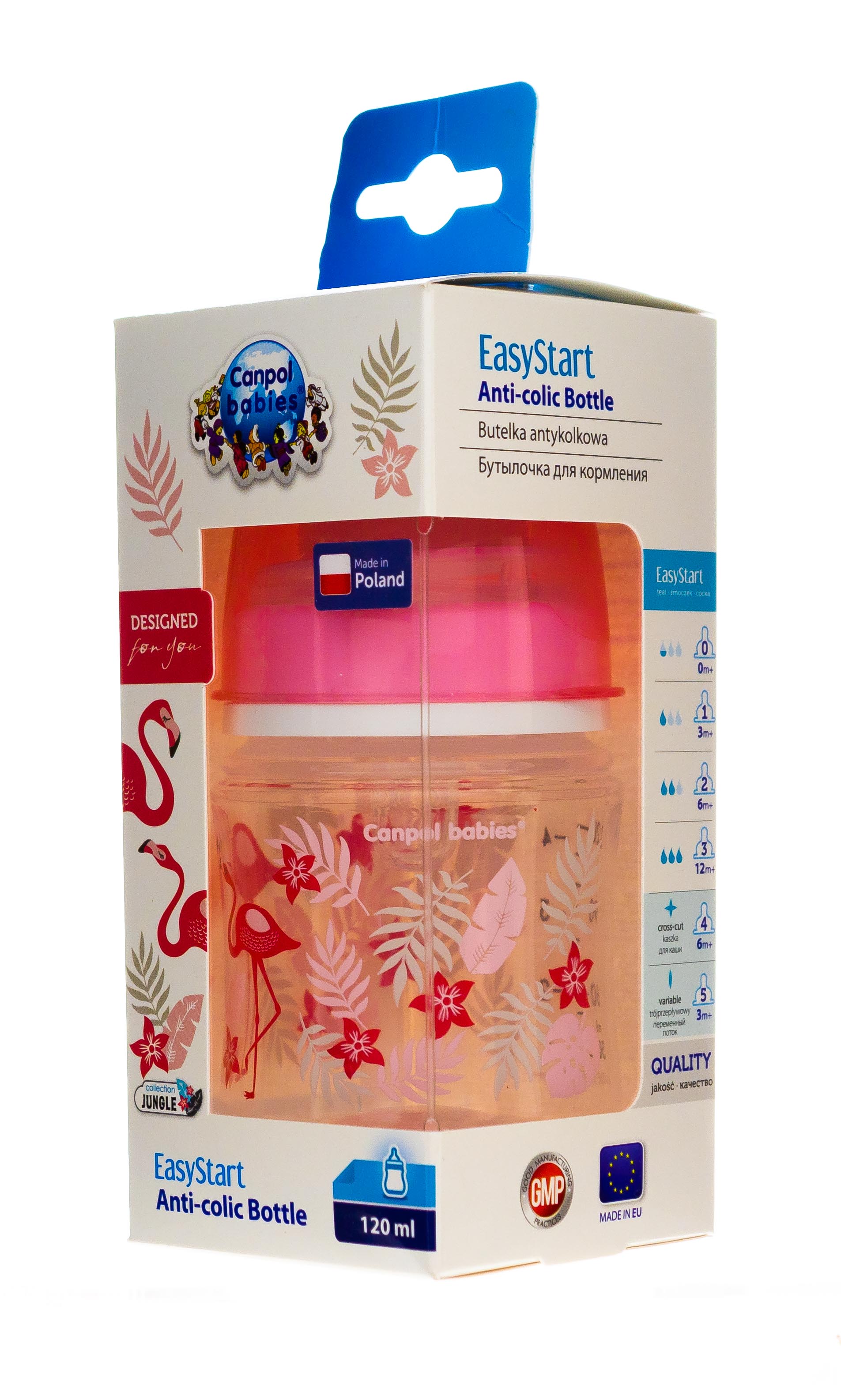 Канпол Бутылочка PP EasyStart с широким горлышком антиколиковая 120 мл, 0+, In the clouds, розовая (Canpol, Бутылочки) фото 2