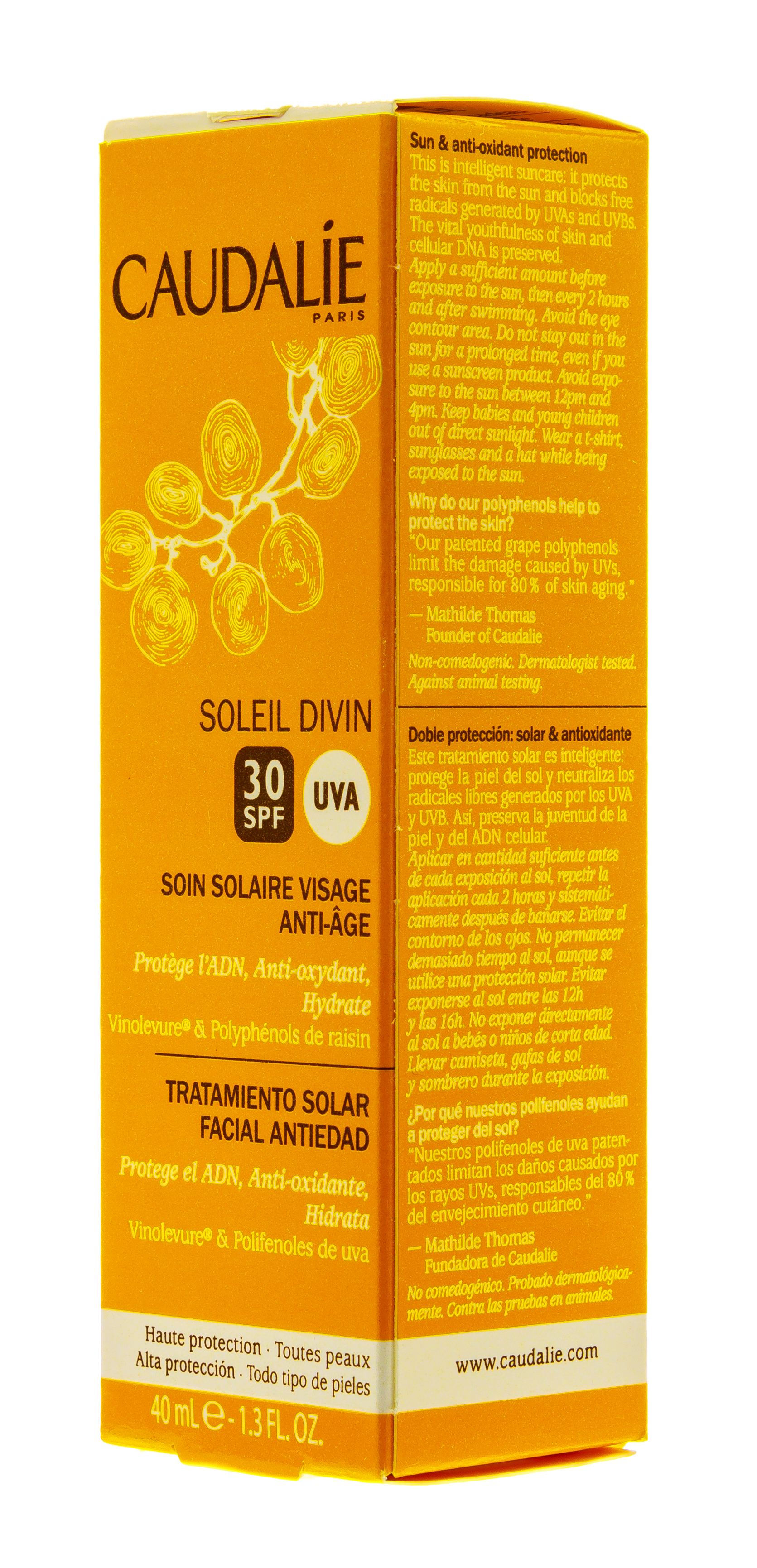 Кодали Антивозрастной солнцезащитный уход для лица SPF 50 Солей Дивин 40 мл (Caudalie, Sun care) фото 3
