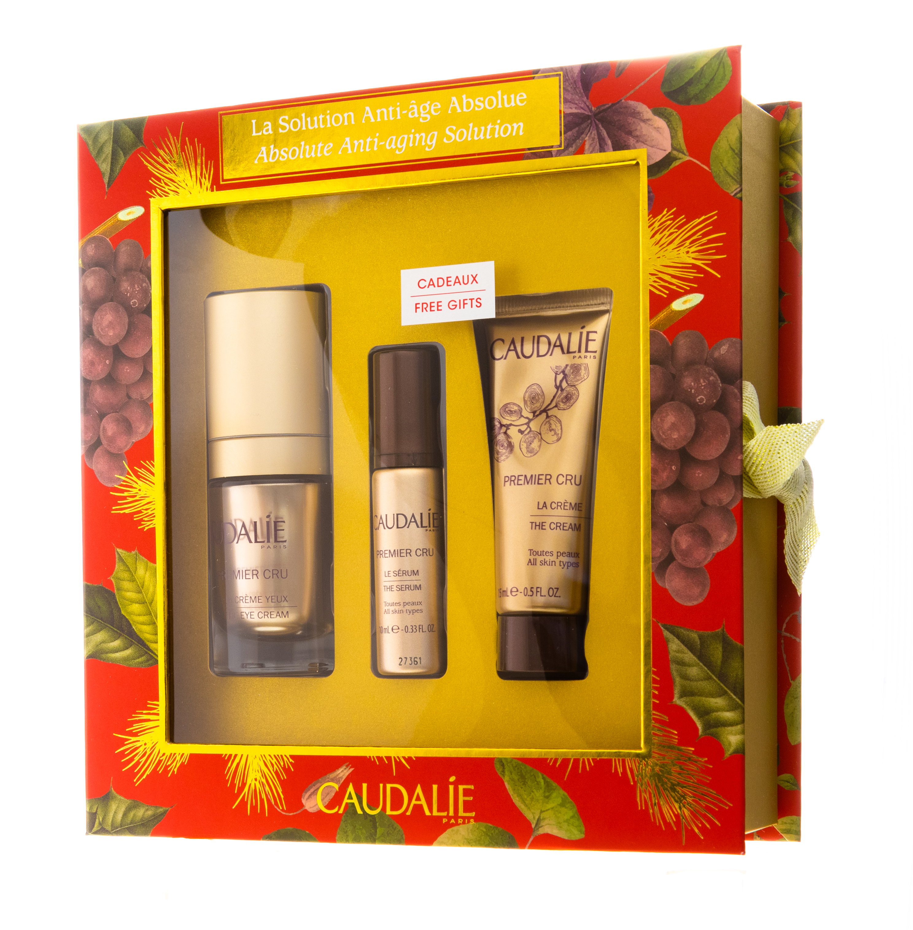 Кодали Набор для антивозрастного ухода Premier Cru: Омолаживающий крем для глаз 15 мл + Омолаживающая сыворотка 10 мл + Омолаживающий крем 15 мл (Caudalie, Premier Cru) фото 2