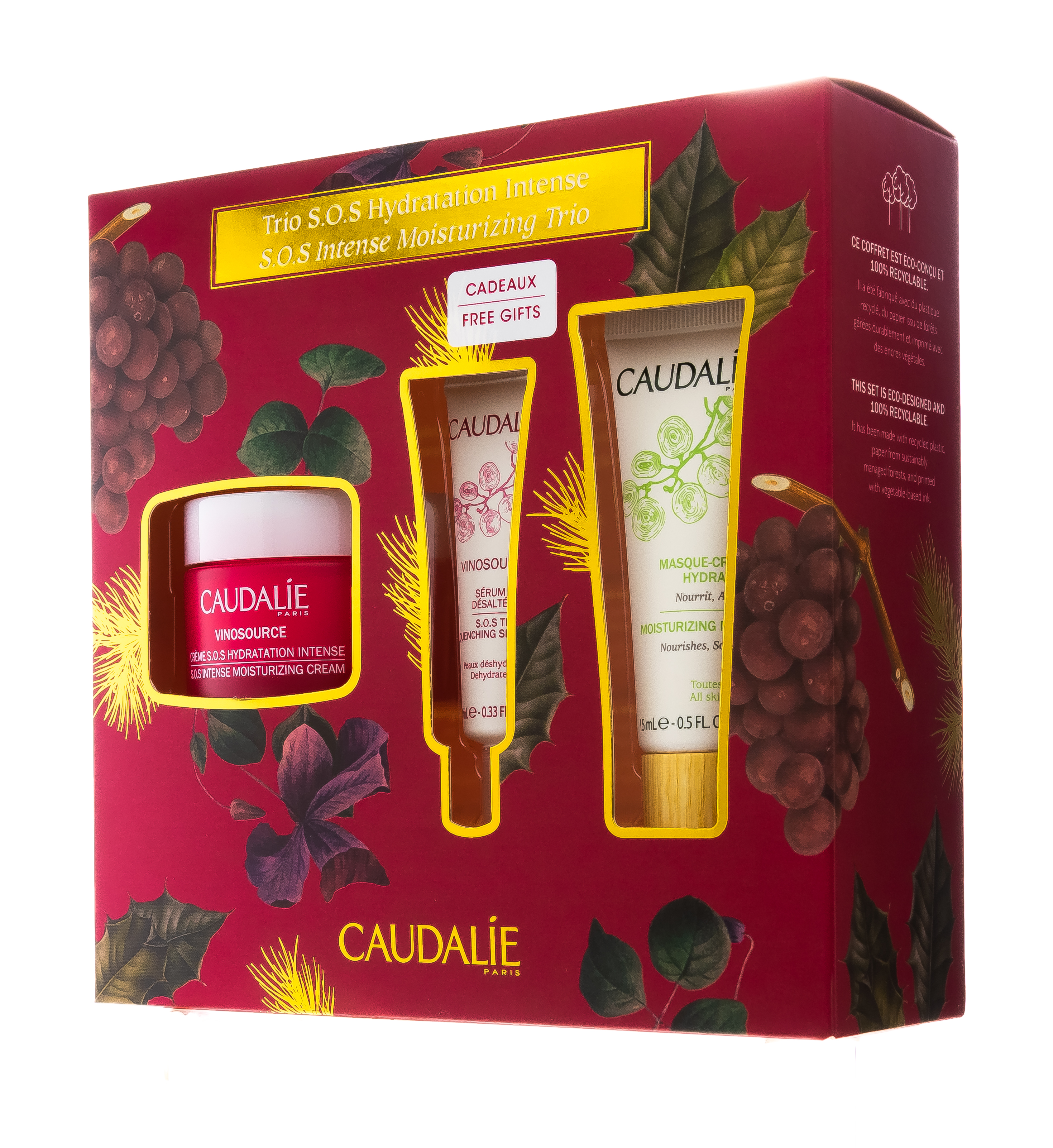 Кодали Набор для интенсивного увлажнения кожи Vinosource: Интенсивно увлажняющий S.O.S. крем 50 мл + Сыворотка S.O.S. увлажняющая 10 мл + Увлажняющая маска-крем 15 мл (Caudalie, Vinosource) фото 2
