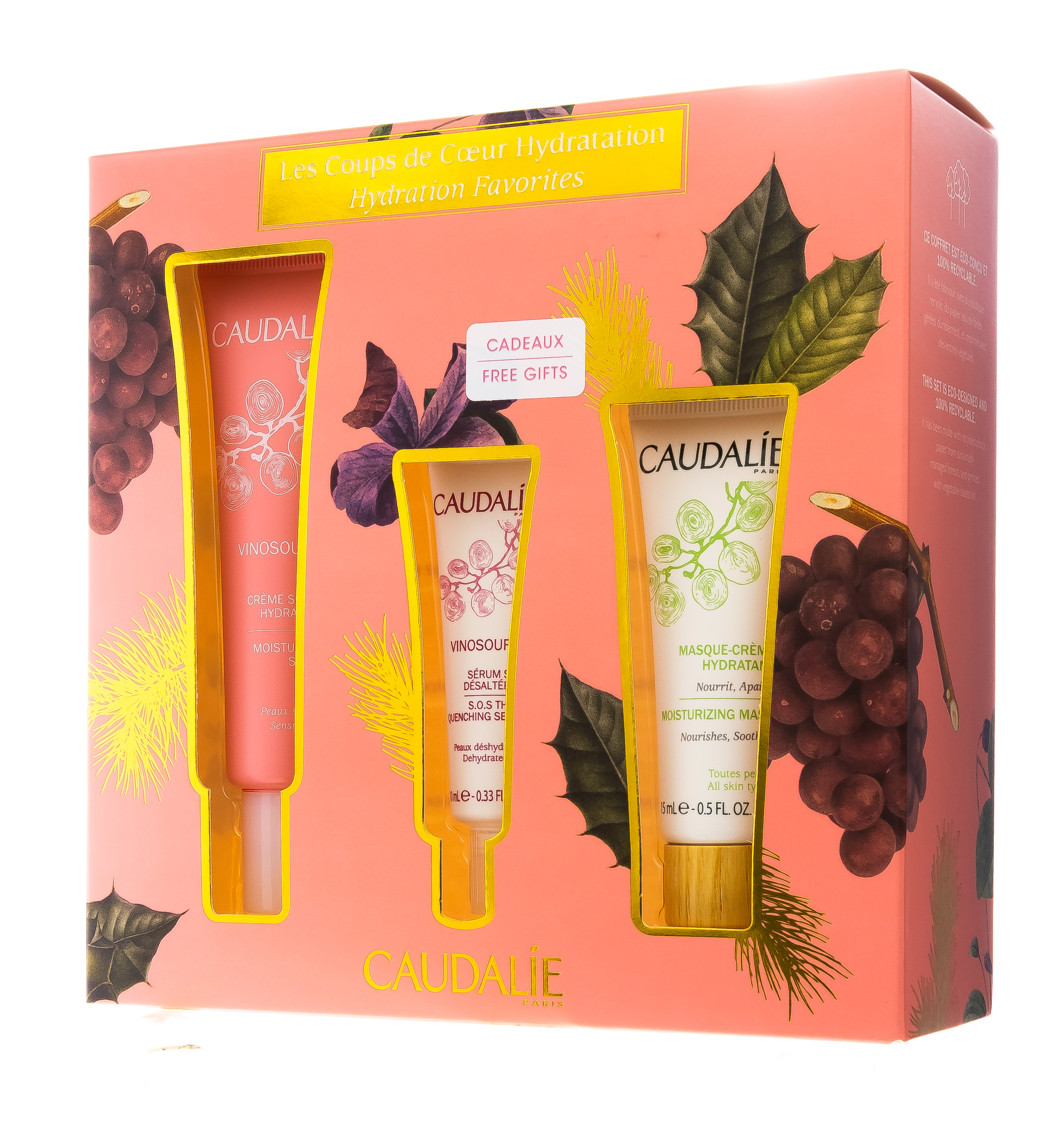 Кодали Набор для увлажнения кожи Vinosource: Крем-сорбет увлажняющий 40 мл + Сыворотка S.O.S. увлажняющая 10 мл + Увлажняющая маска-крем 15 мл (Caudalie, Vinosource) фото 2