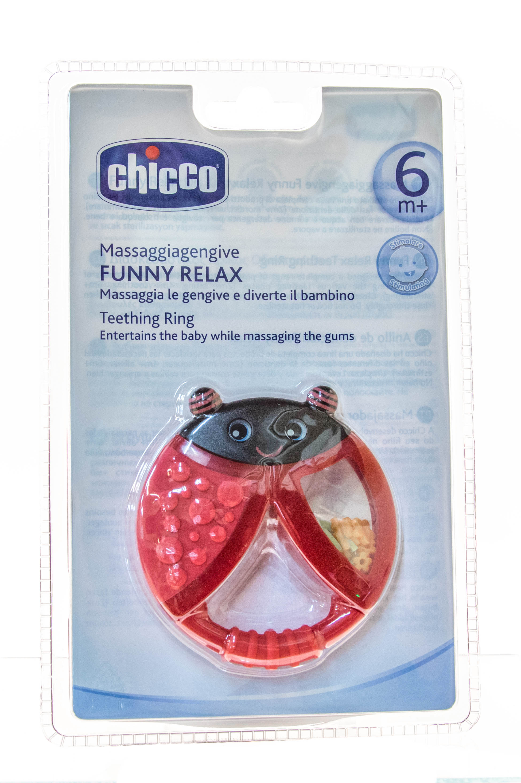 Чико Прорезыватель Funny Relax Божья Коровка, с погремушкой ,6мес.+, развивающий (Chicco, Прорезыватели) фото 1