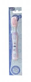 Chicco Зубная щетка детская с эргономичной ручкой, 6мес., розовая. фото