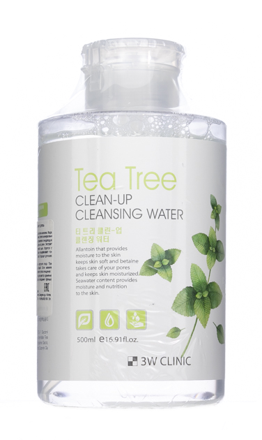  Очищающая вода с экстрактом чайного дерева, 500 мл (3W Clinic, Для лица) фото 1