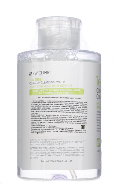  Очищающая вода с экстрактом чайного дерева, 500 мл (3W Clinic, Для лица) фото 3