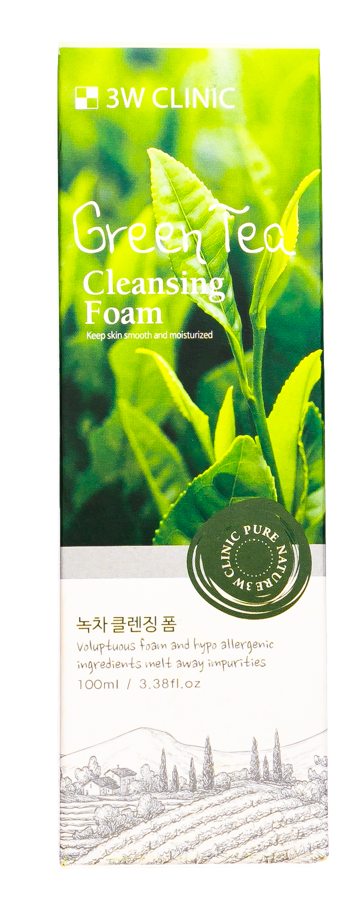 Пенка для умывания с зеленым чаем, 100 мл (3W Clinic, Для лица)  Пенка для умывания с зеленым чаем, 100 мл (3W Clinic, Для лица) фото 1