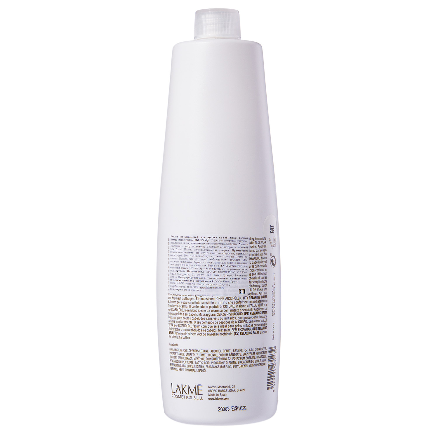 Лакме Бальзам успокаивающий для чувствительной кожи головы и волос 1000 мл (Lakme, K.Therapy) фото 2