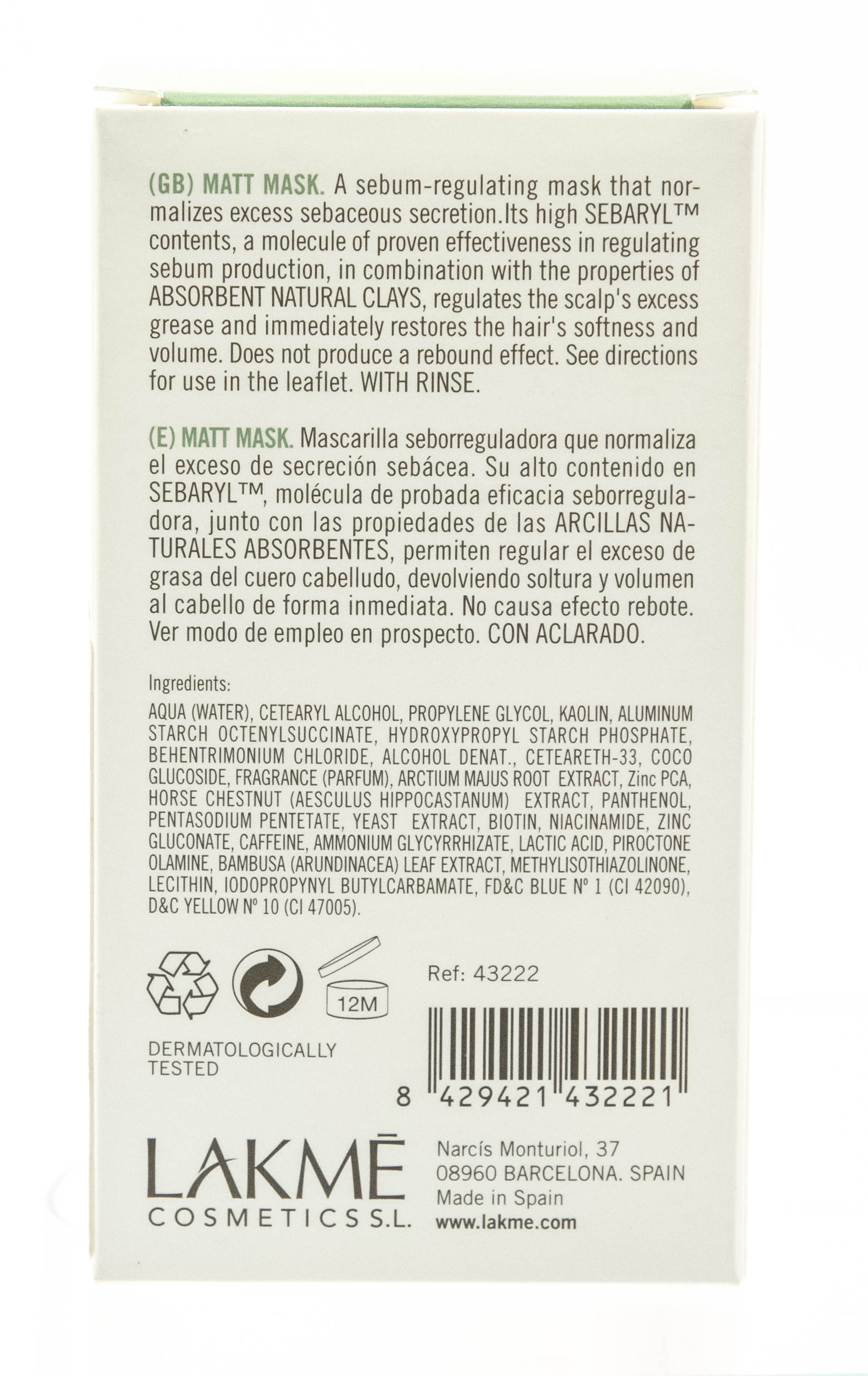 Лакме Маска для жирных волос с матирующим эффектом Matt Oily Hair, 6х15 мл (Lakme, K.Therapy) Лакме Маска для жирных волос с матирующим эффектом Matt Oily Hair, 6х15 мл (Lakme, K.Therapy) фото 3