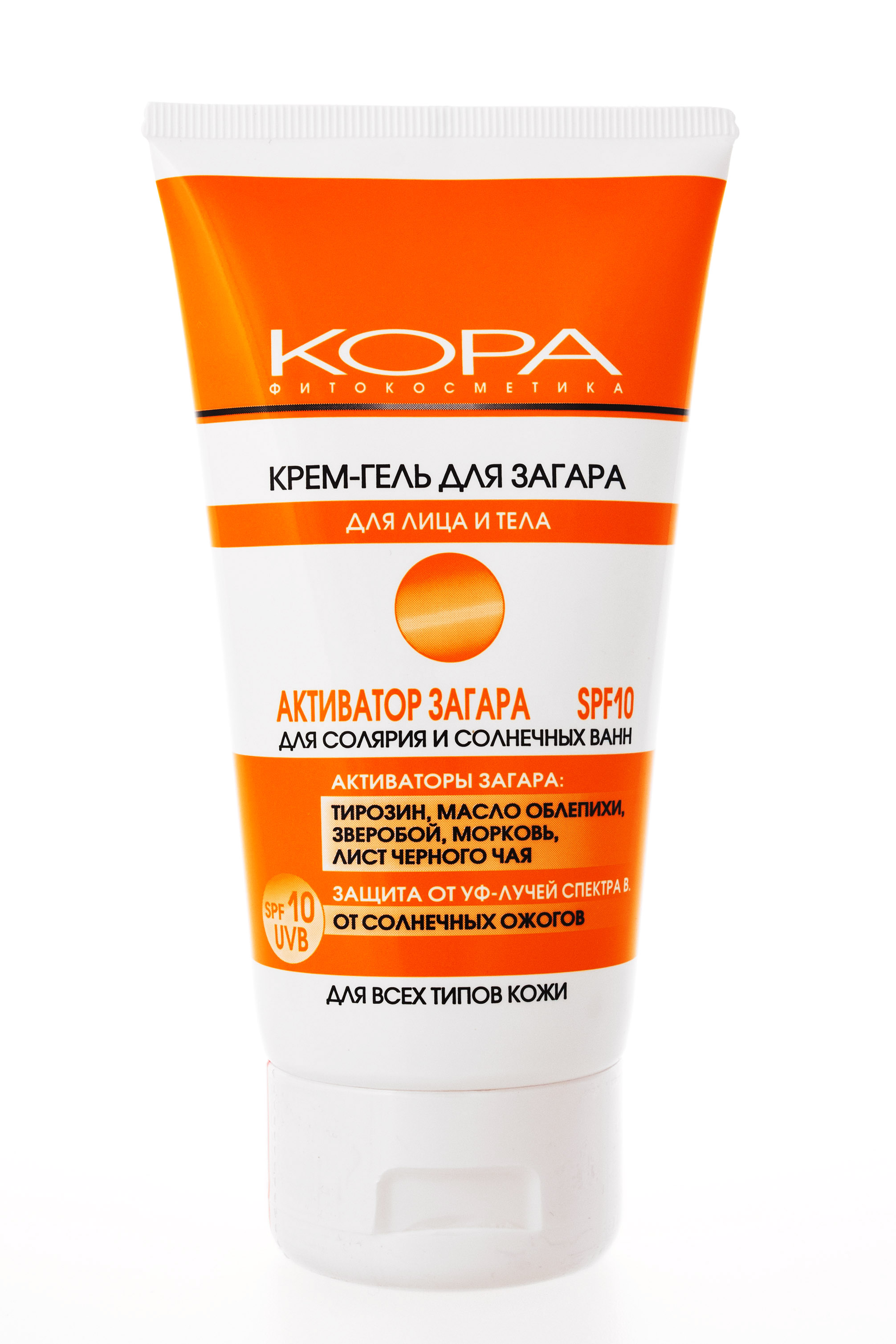 Купить Крем-гель для загара для лица и тела SPF-10 150 мл КОРА Солнце ...