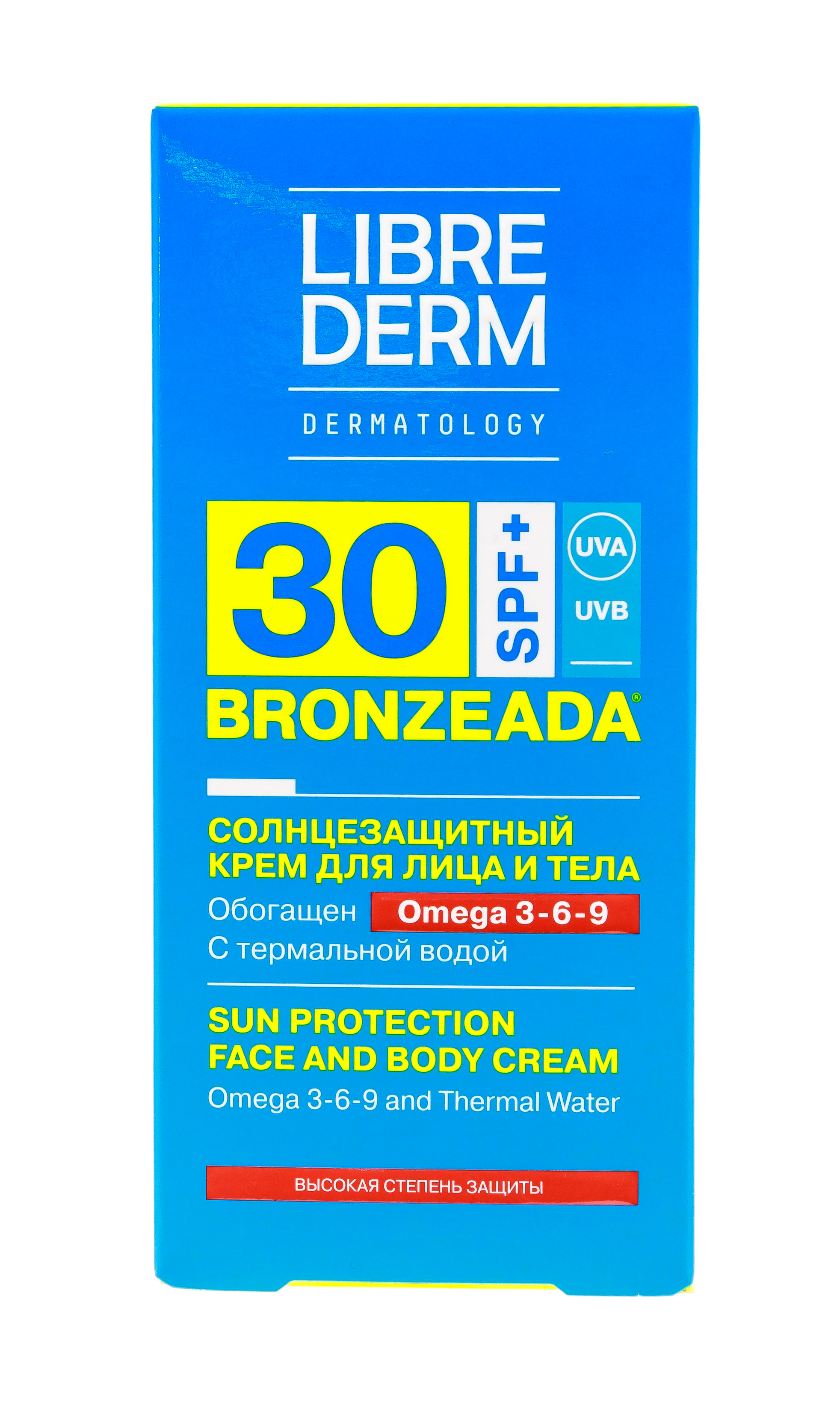 Либридерм Солнцезащитный крем SPF30 с Омега 3-6-9 и термальной водой 150 мл (Librederm, Bronzeada) Либридерм Солнцезащитный крем SPF30 с Омега 3-6-9 и термальной водой 150 мл (Librederm, Bronzeada) фото 2