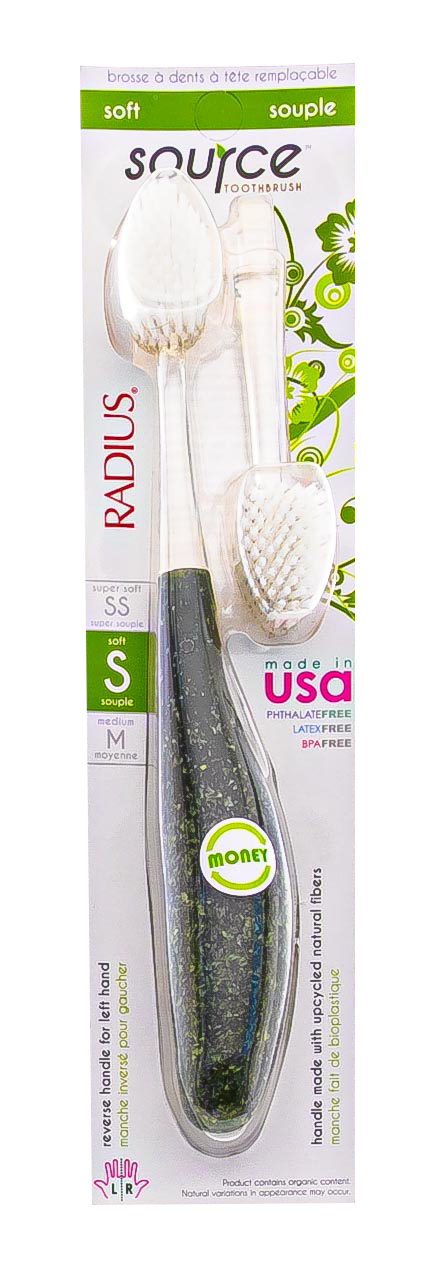 Радиус Зубная щетка с деревянной ручкой, мягкая, черная (Radius, Source) фото 1