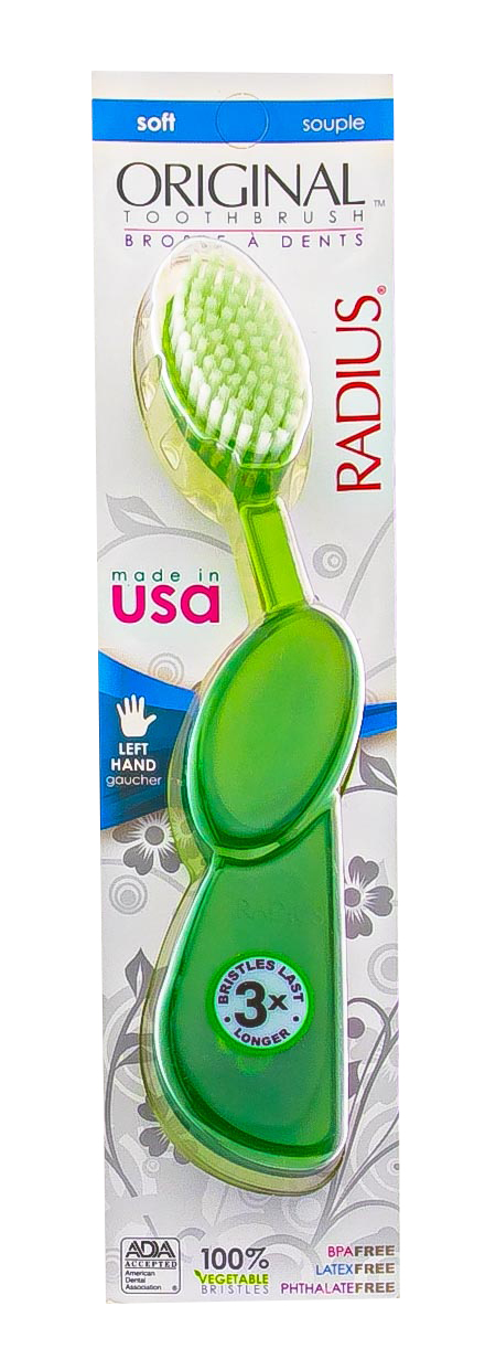 Радиус Original Классическая мягкая зубная щетка для левшей, зеленая (Radius, Original) фото 1