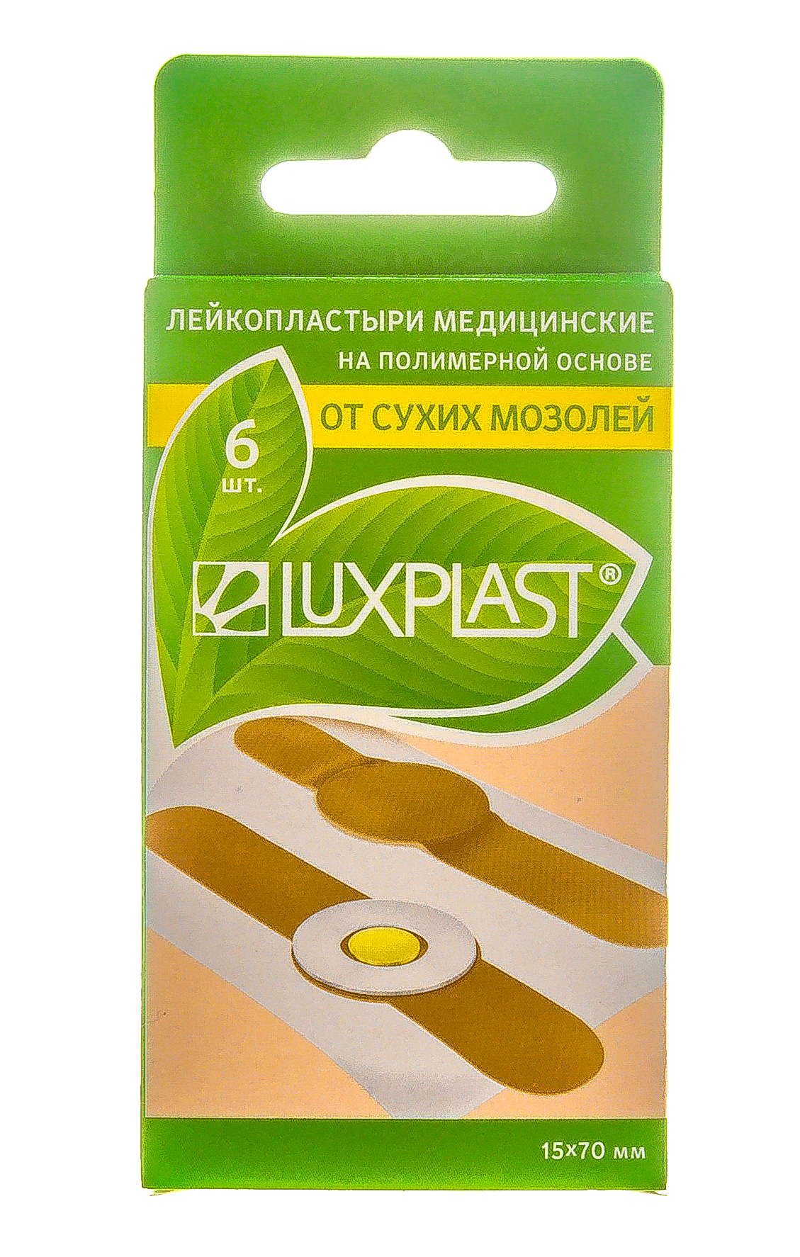 Люкспласт Пластырь от сухих мозолей на полимерной основе 15x70 мм, 6 шт (Luxplast, Пластырь) фото 0