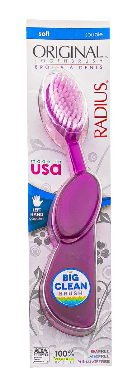 Радиус Классическая мягкая зубная щетка для левшей, фиолетовая (Radius, Original) фото 1