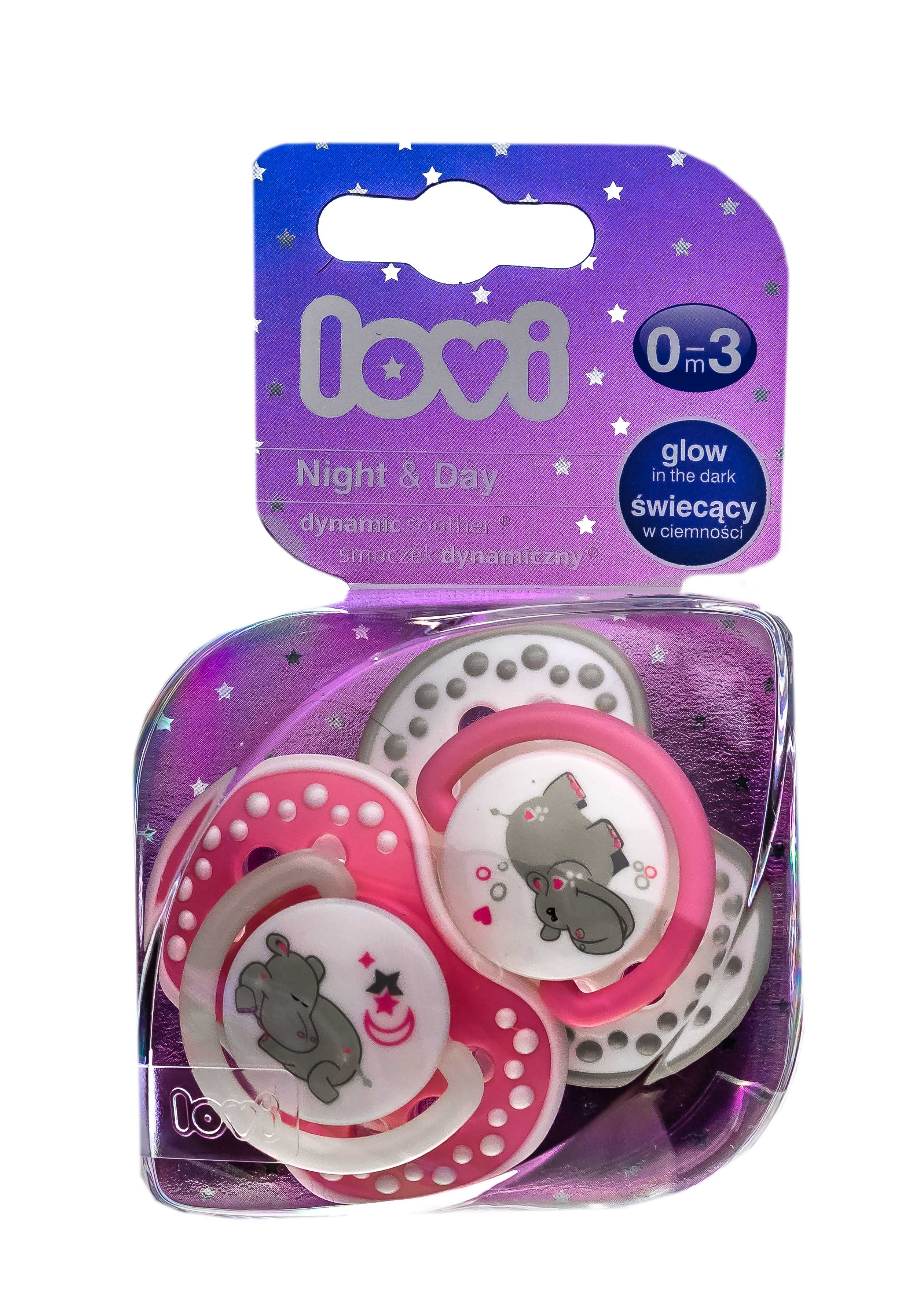 Лови Пустышка Lovi динамическая силикон Night&Day для девочки 0-3 мес 2 шт (Lovi, Пустышки) фото 1