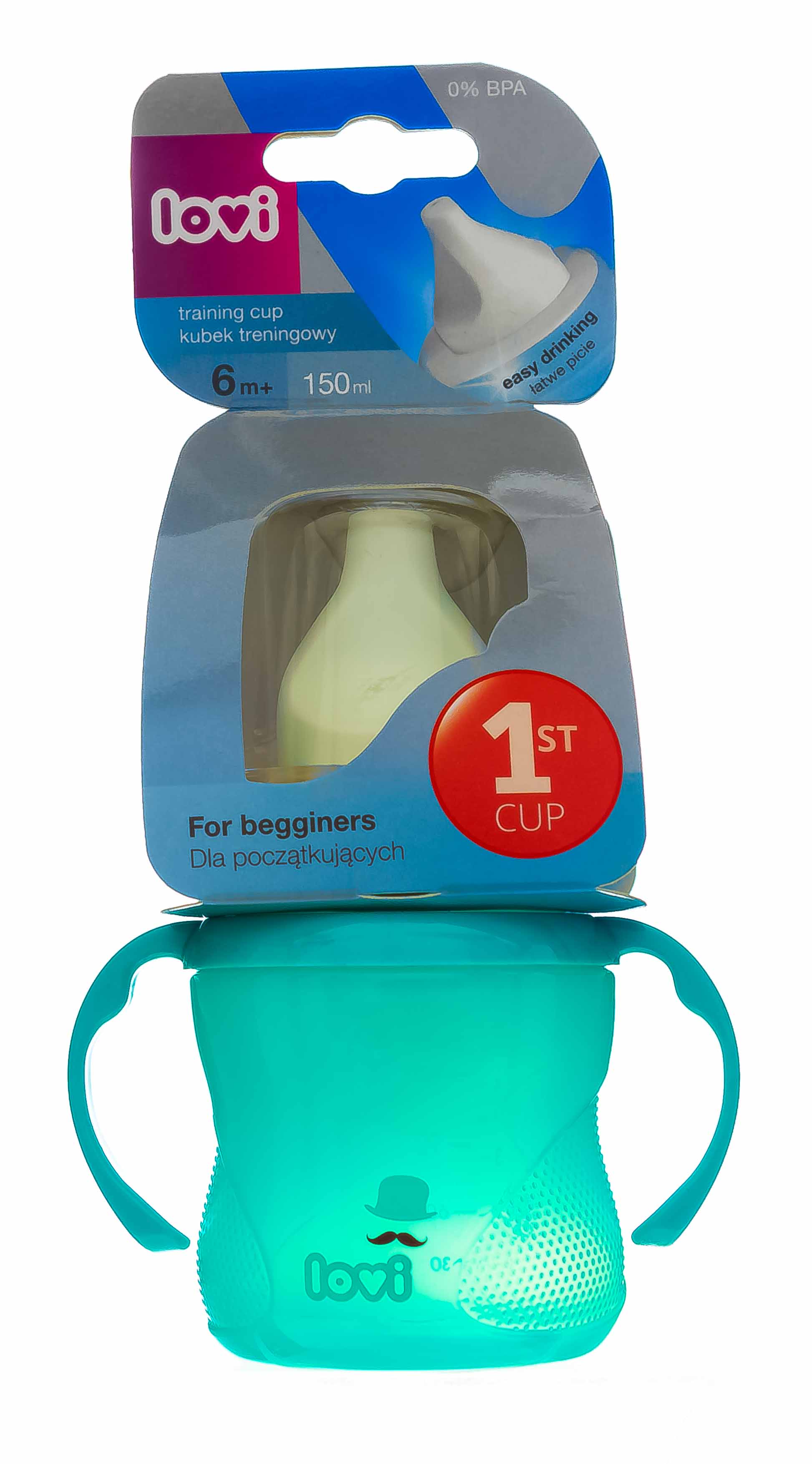 Лови Поильник Lovi обучающий, 150 мл, 6м+, Retro, мятный (Lovi, Детская посуда) фото 1
