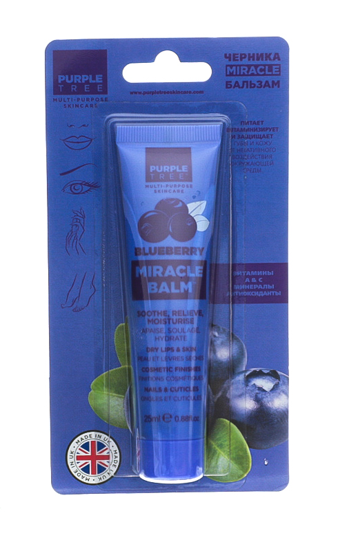Перпл Три Бальзам для губ и кожи Miracle Черника 25 мл (Purple Tree, Miracle Balms) фото 1