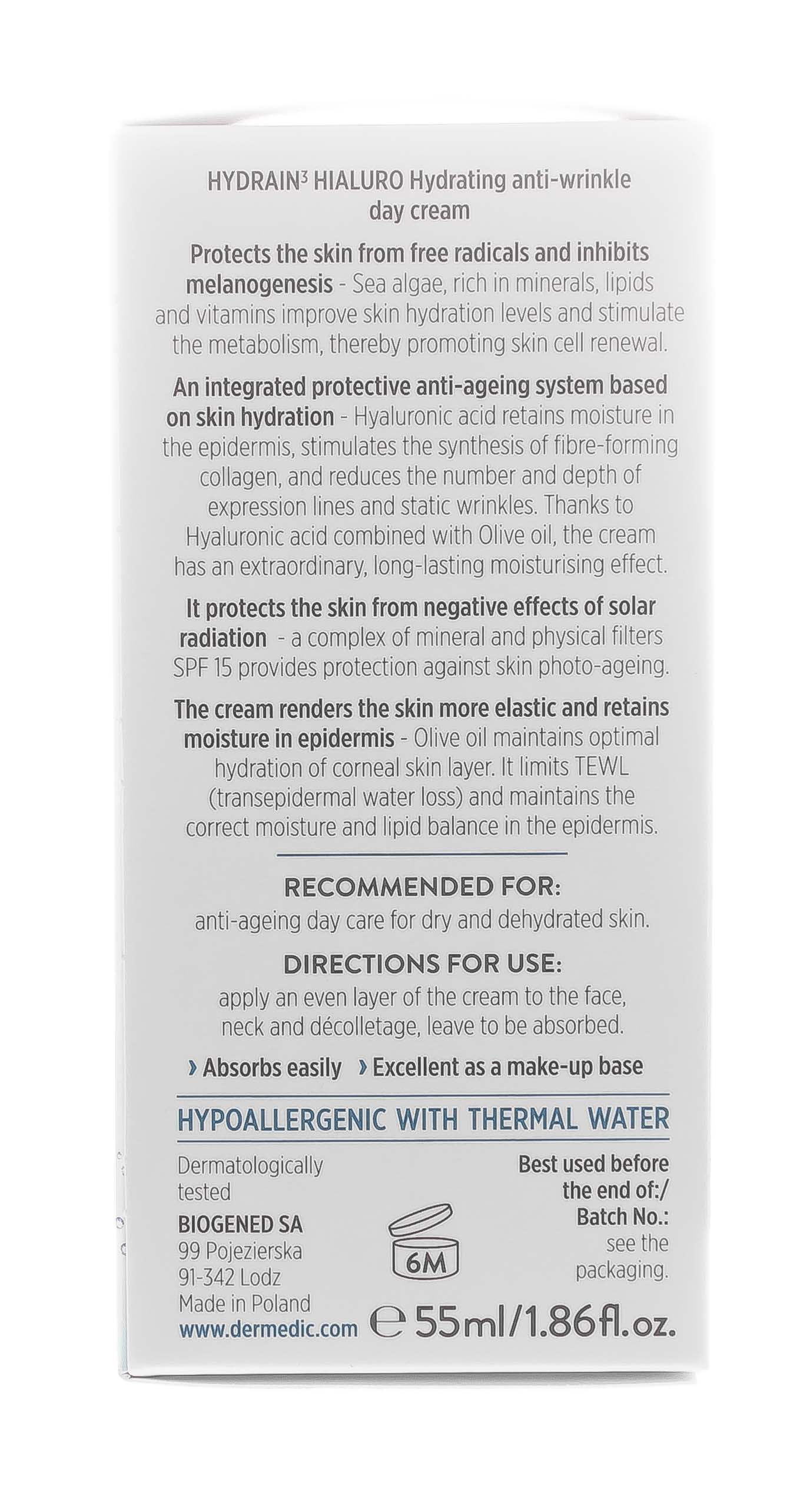 Дермедик Дневной увлажняющий крем против морщин Гидреин 3 Гиалуро, 55 г (Dermedic, Hydrain3) фото 8