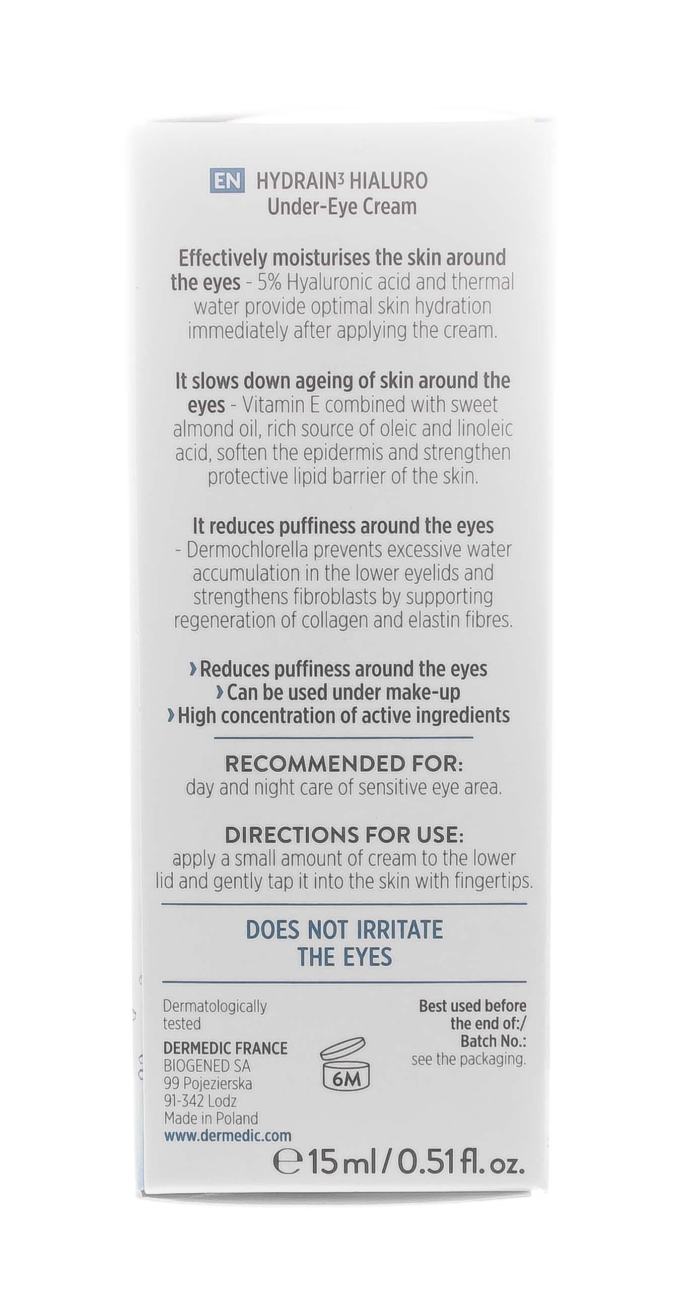 Дермедик Крем для кожи вокруг глаз Гидреин 3 Гиалуро Hialuro, 15 мл (Dermedic, Hydrain) фото 10