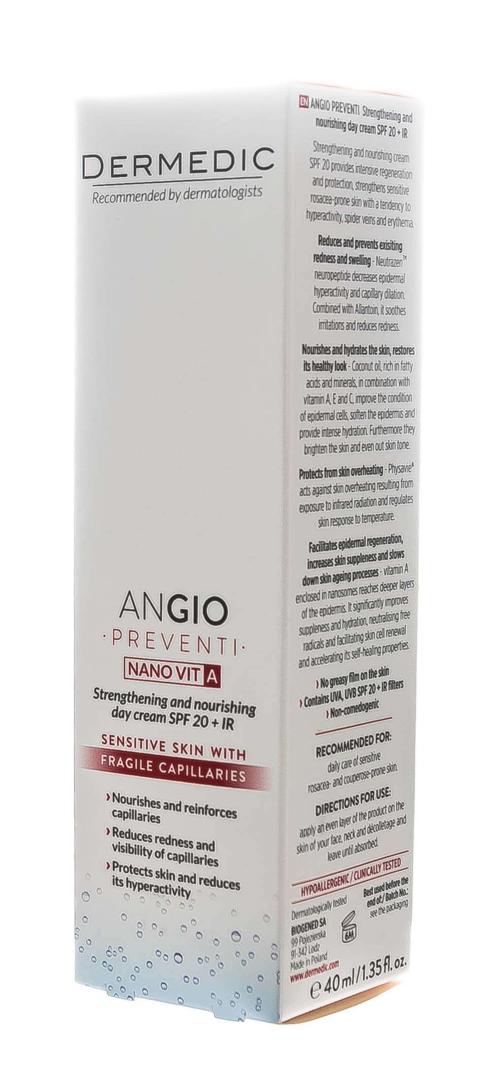 Дермедик Ангио Превенти Укрепляющий питательный дневной крем SPF 20 +IR 40 г (Dermedic, Angio) фото 9
