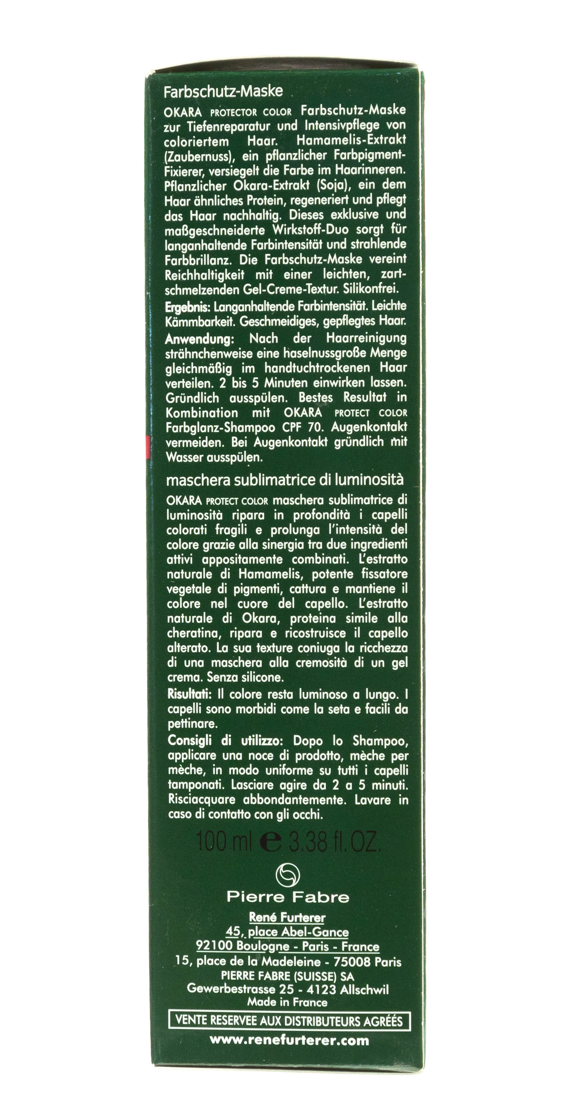 Рене Фуртерер Маска восстанавливающая защитная для окрашенных волос 100мл (Rene Furterer, Okara) фото 2