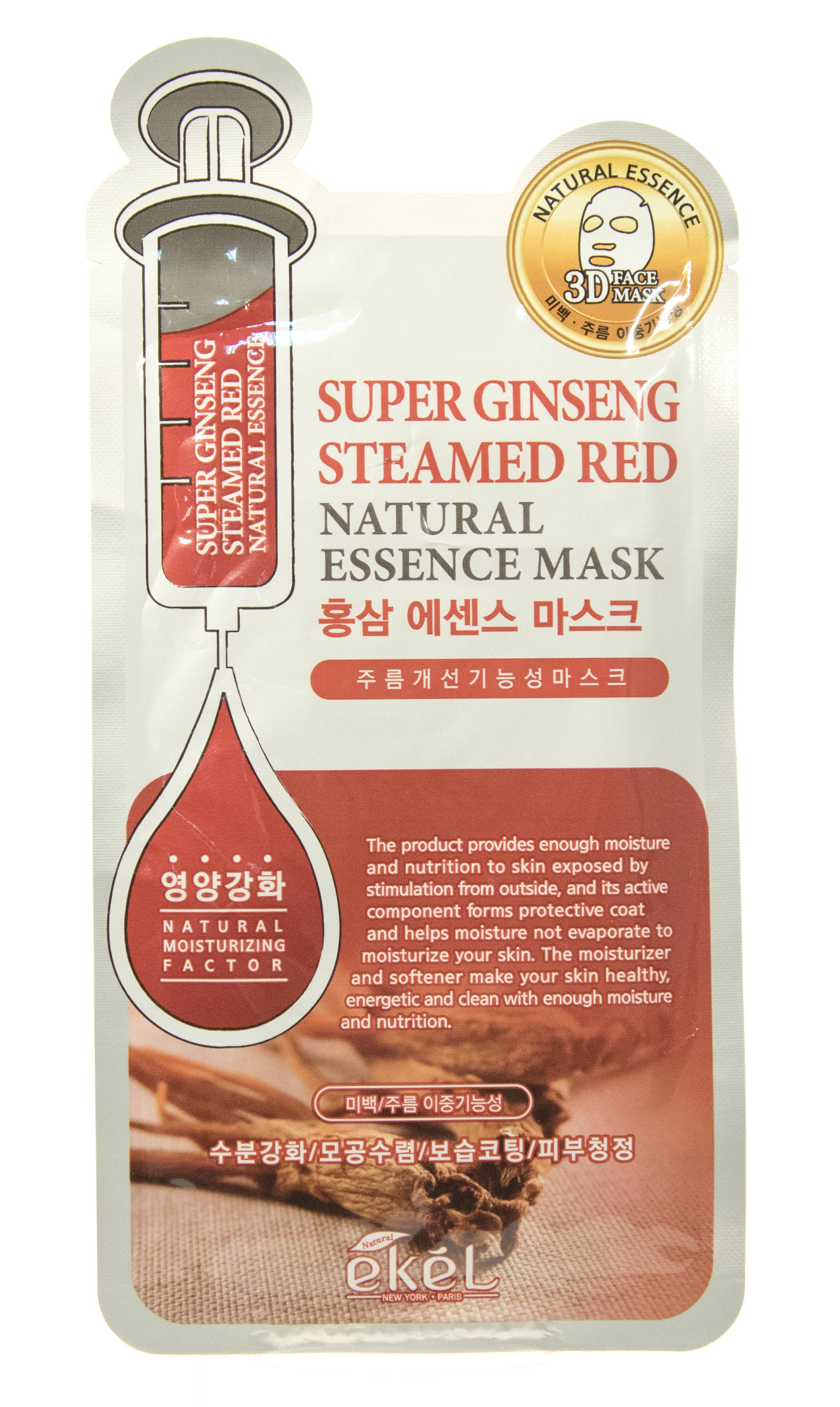 Экель 3D маска с экстрактом красного женьшеня, 25 г (Ekel, 3D Mask) фото 1