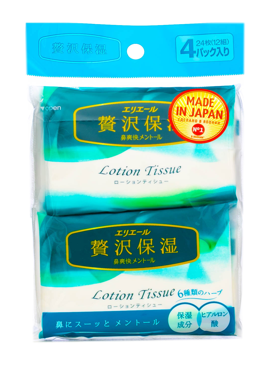 Элеар Салфетки бумажные Lotion Tissue Mentol, 14 шт (Elleair, Lotion Tissue) фото 1