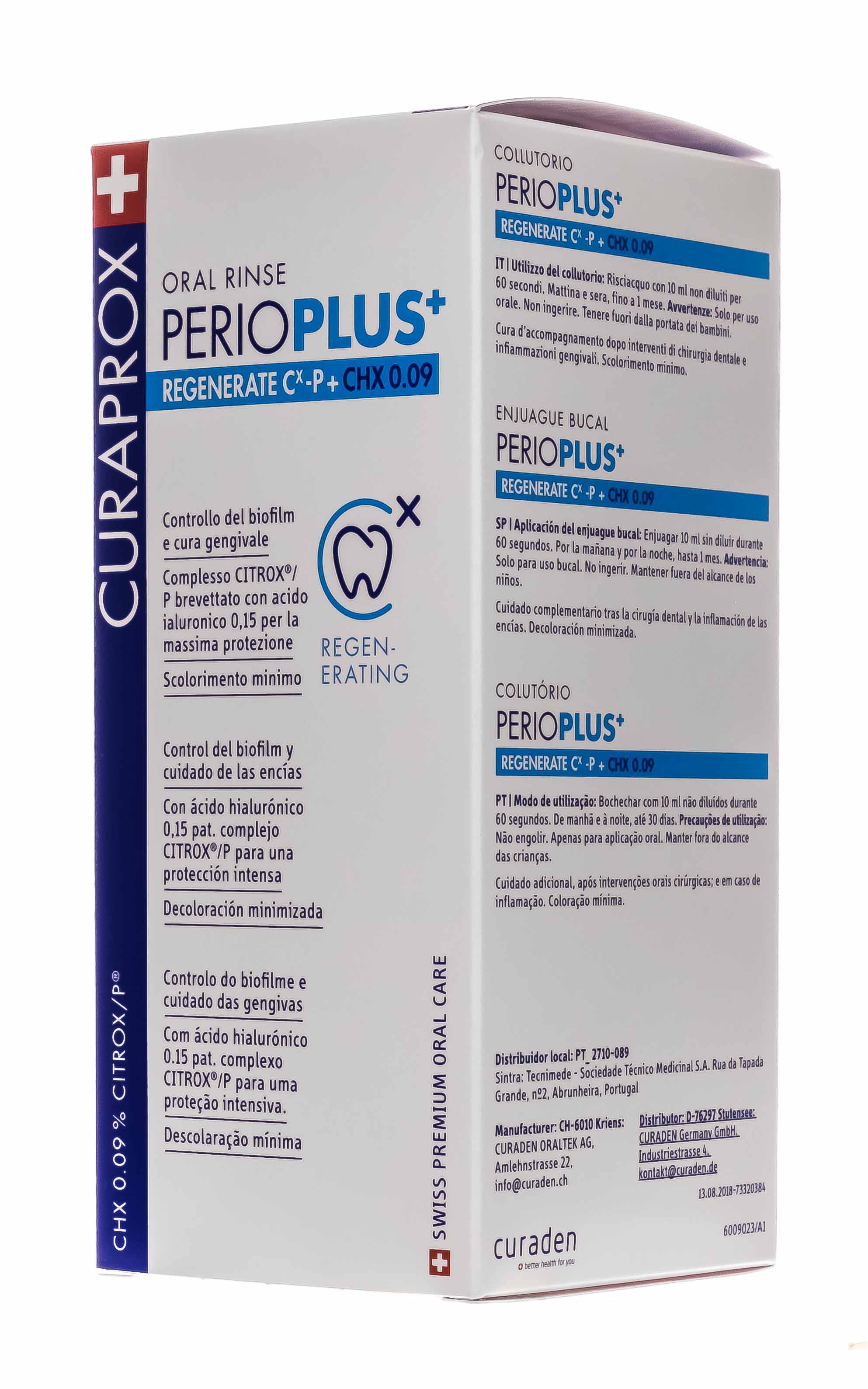 Курапрокс Жидкость - ополаскиватель  Perio Plus Regenerate CHX 0,09% и гиалуроновая кислота  200 мл (Curaprox, Perio Plus) фото 2