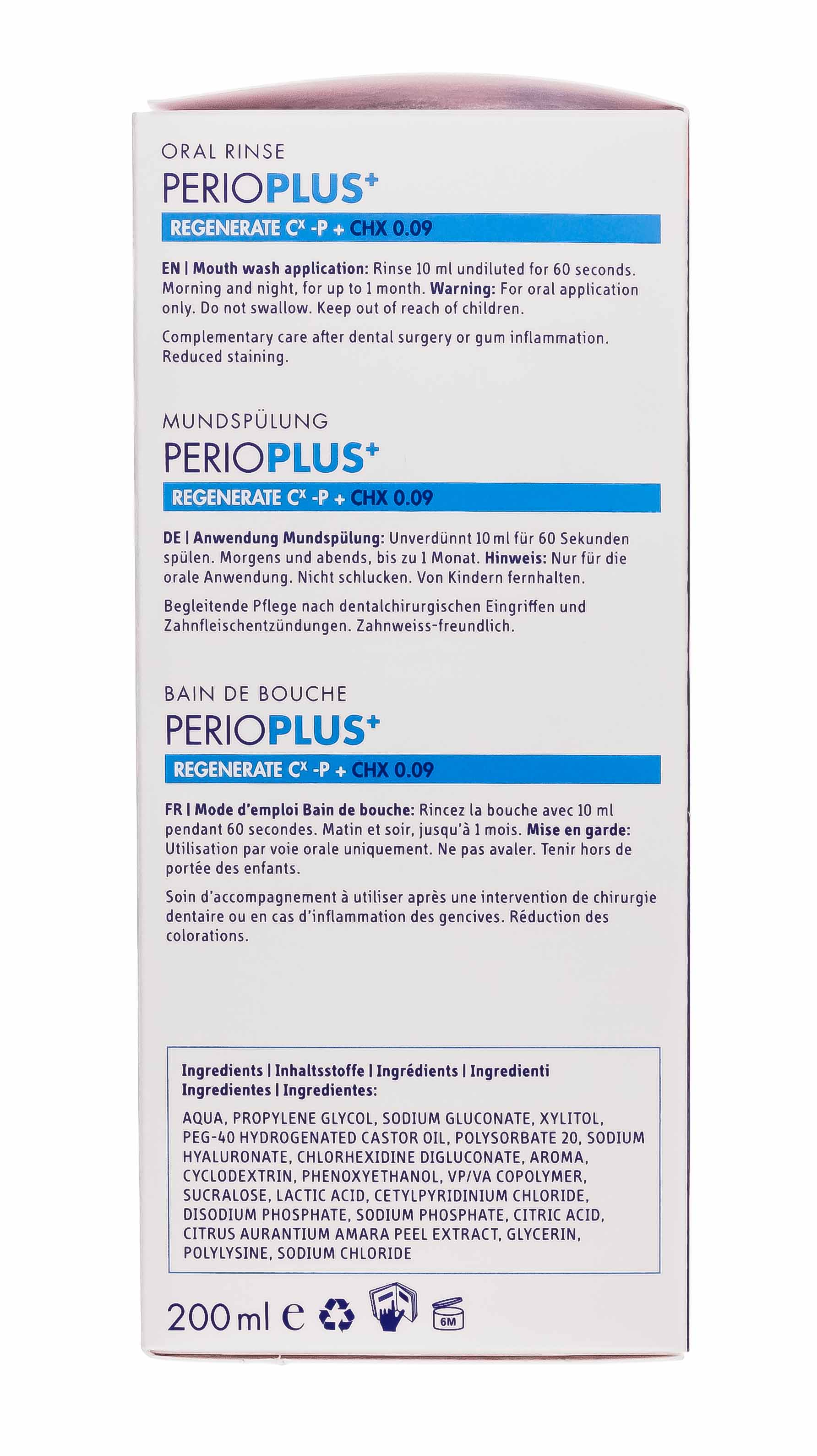 Курапрокс Жидкость - ополаскиватель  Perio Plus Regenerate CHX 0,09% и гиалуроновая кислота  200 мл (Curaprox, Perio Plus) фото 5