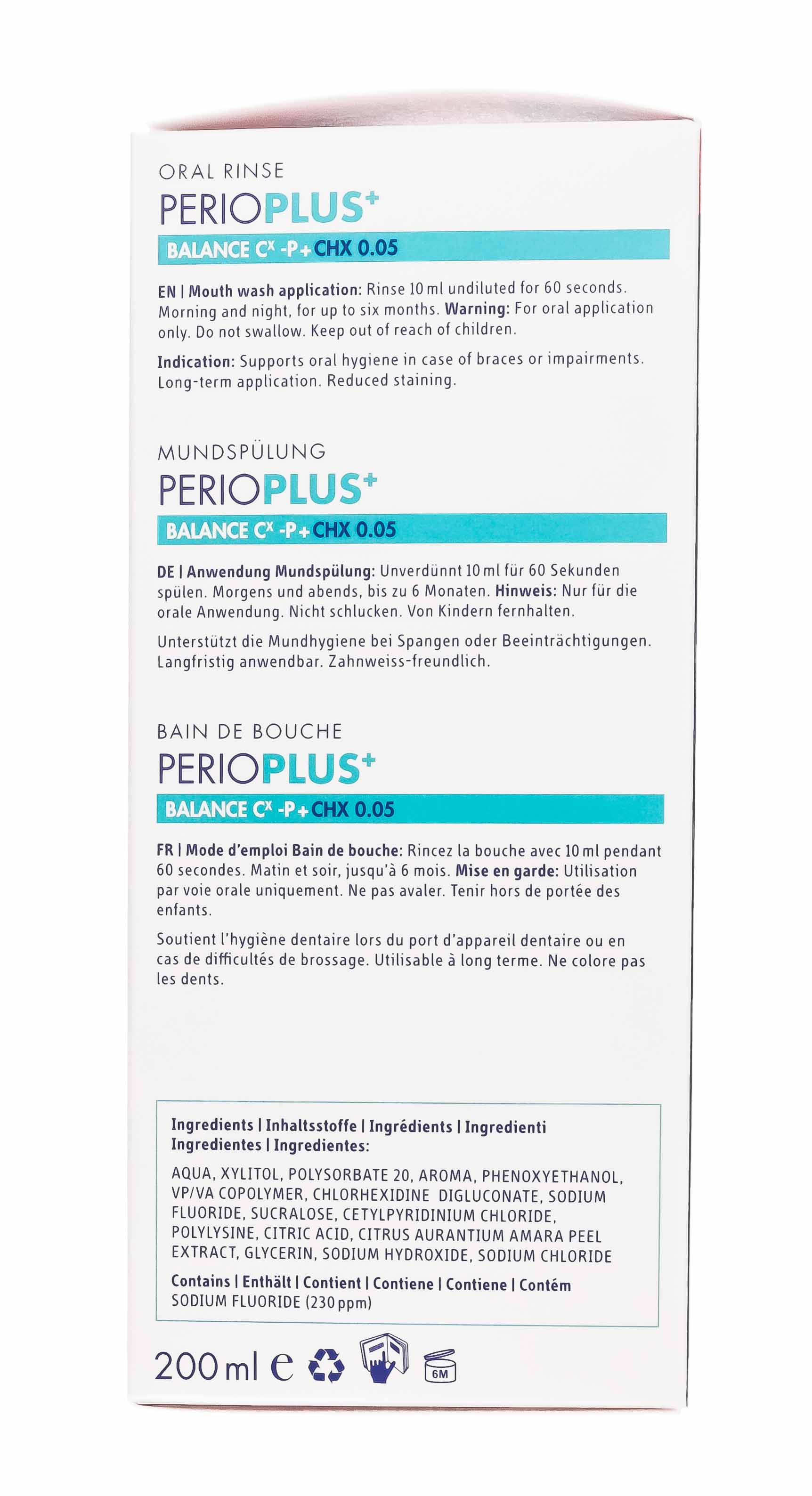 Курапрокс Жидкость - ополаскиватель  Perio Plus Regenerate CHX 0,05% и гиалуроновая кислота  200 мл (Curaprox, Perio Plus) фото 5