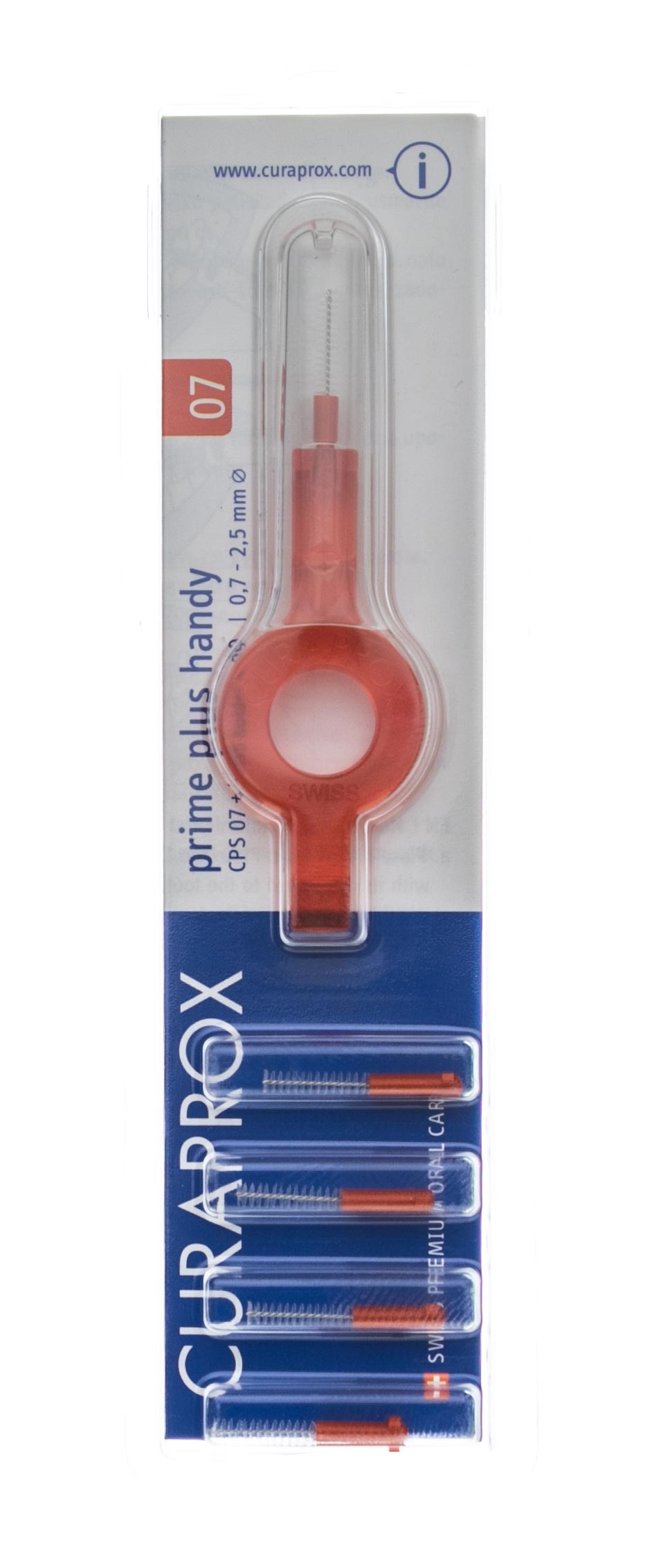Курапрокс Набор для гигиенического ухода Prime  ершик межзубный красный 5 шт + красный держатель  1 шт (Curaprox, Ершик межзубный) фото 2
