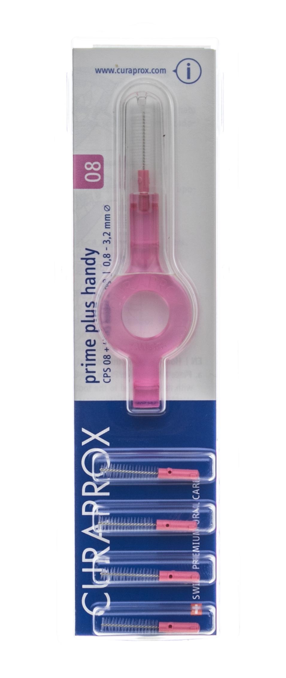 Курапрокс Набор для гигиенического ухода Prime  ершик межзубный розовый 5 шт + розовый держатель  1 шт (Curaprox, Ершик межзубный) фото 2