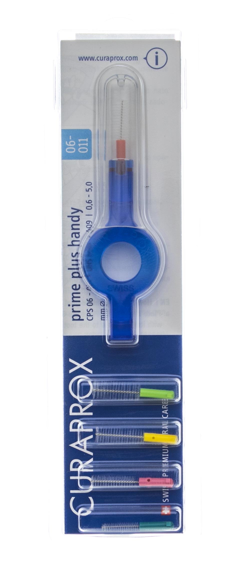 Курапрокс Набор для гигиенического ухода Prime  ершик межзубный в ассортименте 5 шт + синий держатель  1 шт (Curaprox, Межзубные ершики) фото 2
