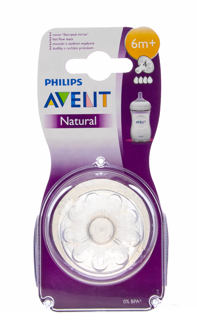 Авент Соска силиконовая с быстрым потоком Natural line 6 мес+ (Avent, Natural line) фото 1