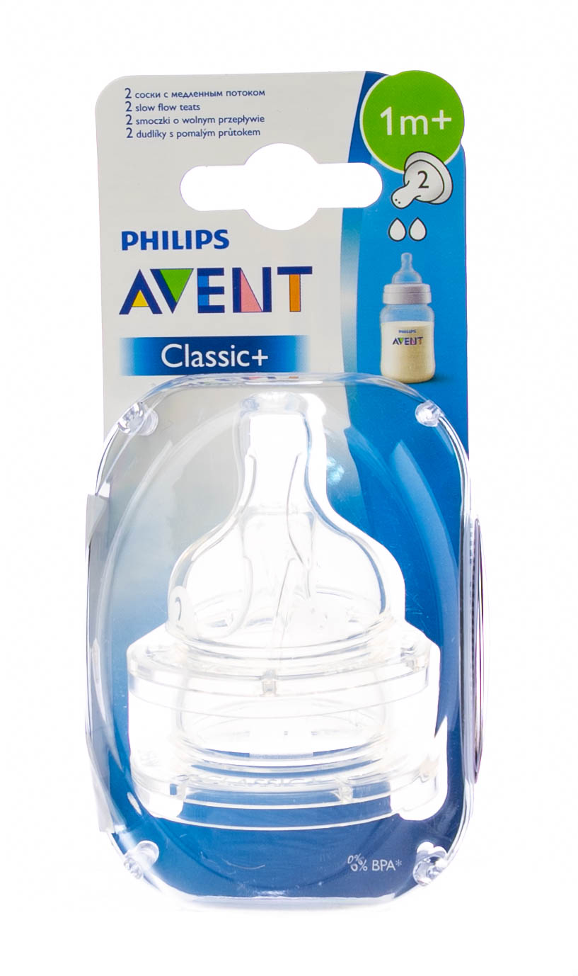 Авент Соска с 2 отверстиями и медленным потоком, 1 мес.+ (Avent, Соски) фото 1